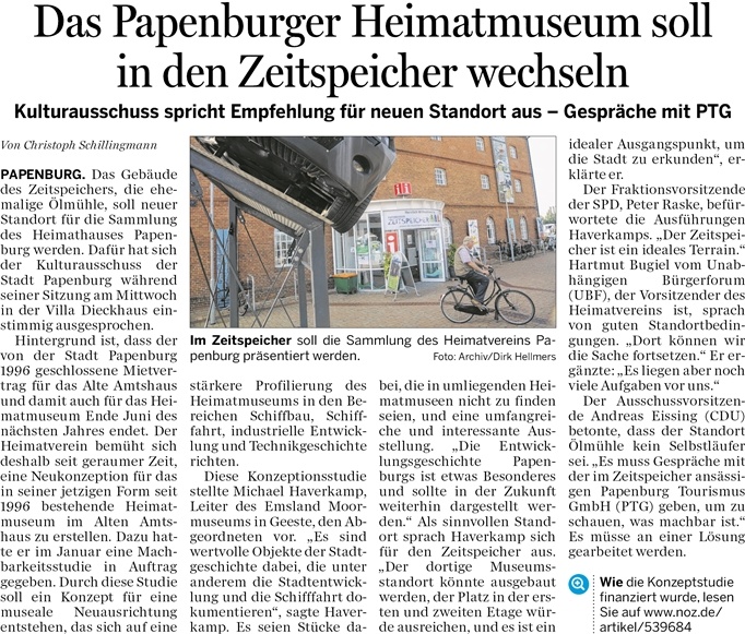 150710 EZ Das Papenburger Heimatmuseum soll in den Zeitspeicher wechseln