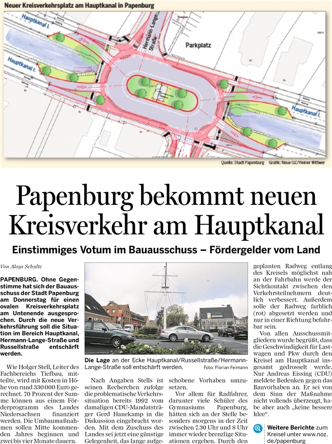 150926 EZ Papenburg bekommt neuen Kreisel am Hauptkanal