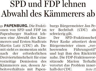 160607 EZ SPD und FDP lehnen Abwahl des Kmmerers ab