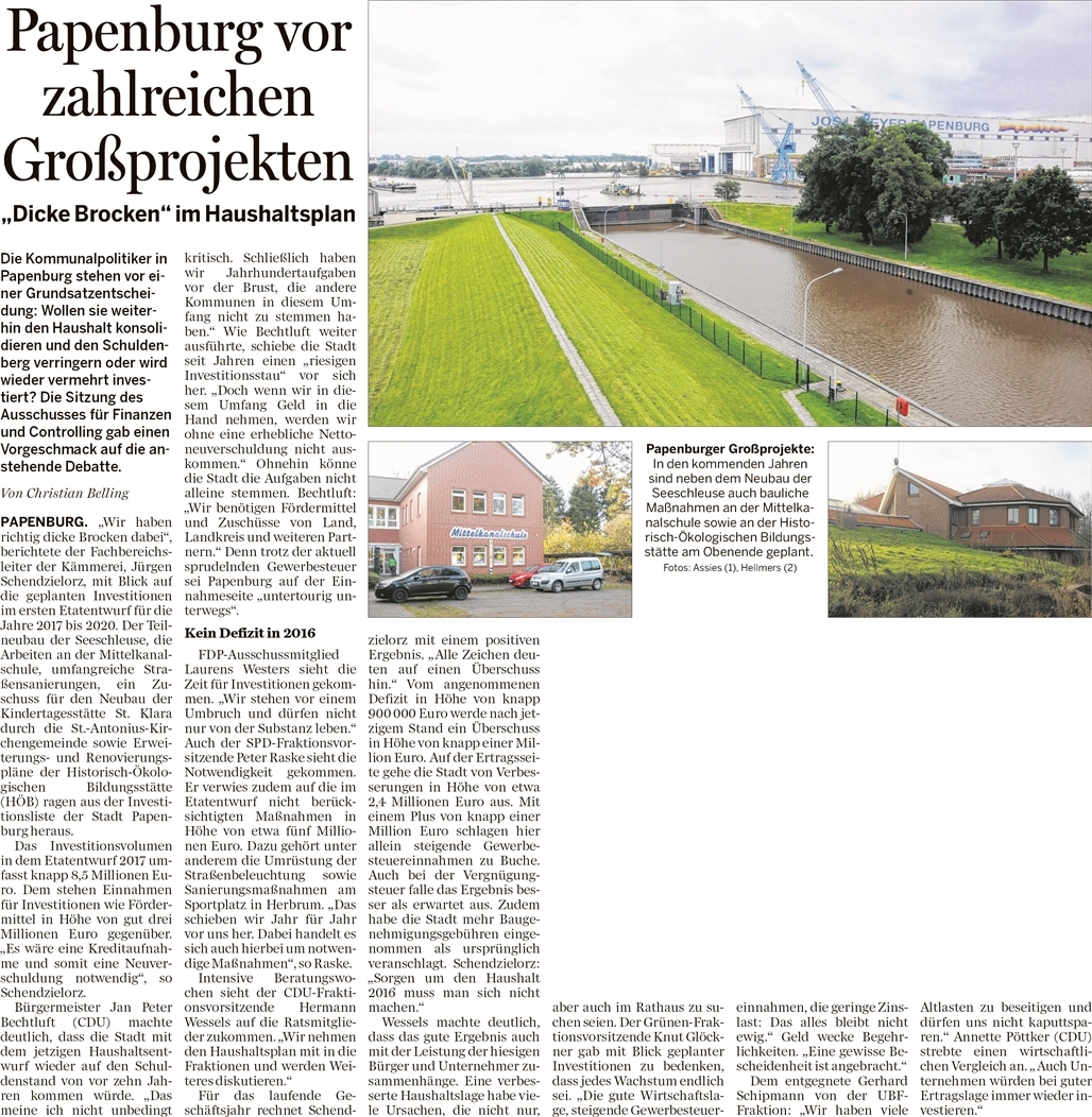 161125 EZ Papenburg vor zahlreichen Groprojekten