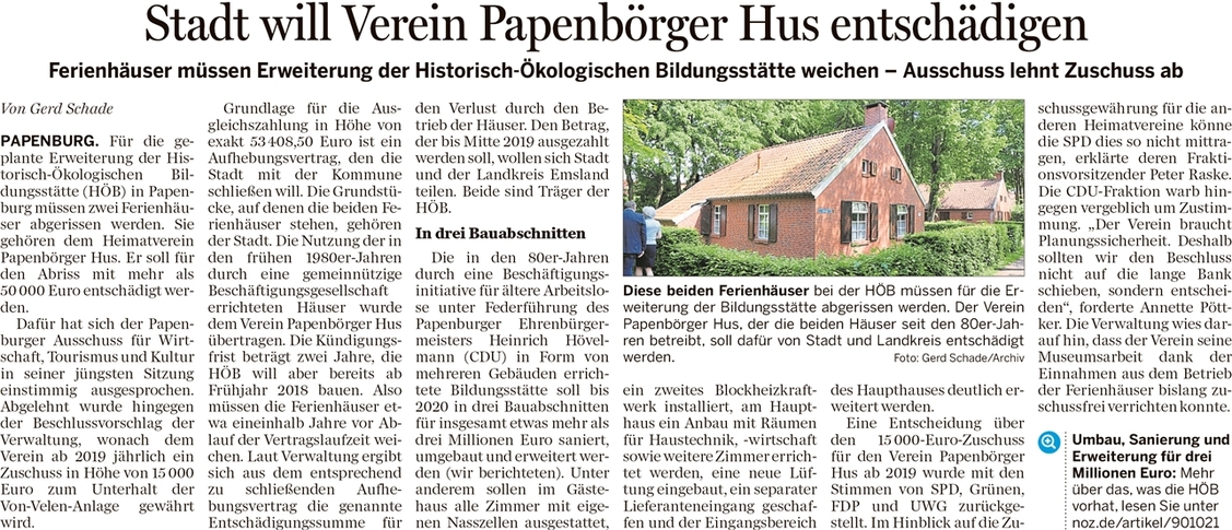 170912 EZ Stadt will Papenburger Hus entschdigen